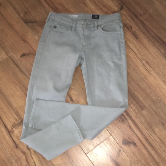 AG Adriano Goldschmied  The Stevie Ankle Slim Straight Lt Green Jeans - Picture 1 of 6